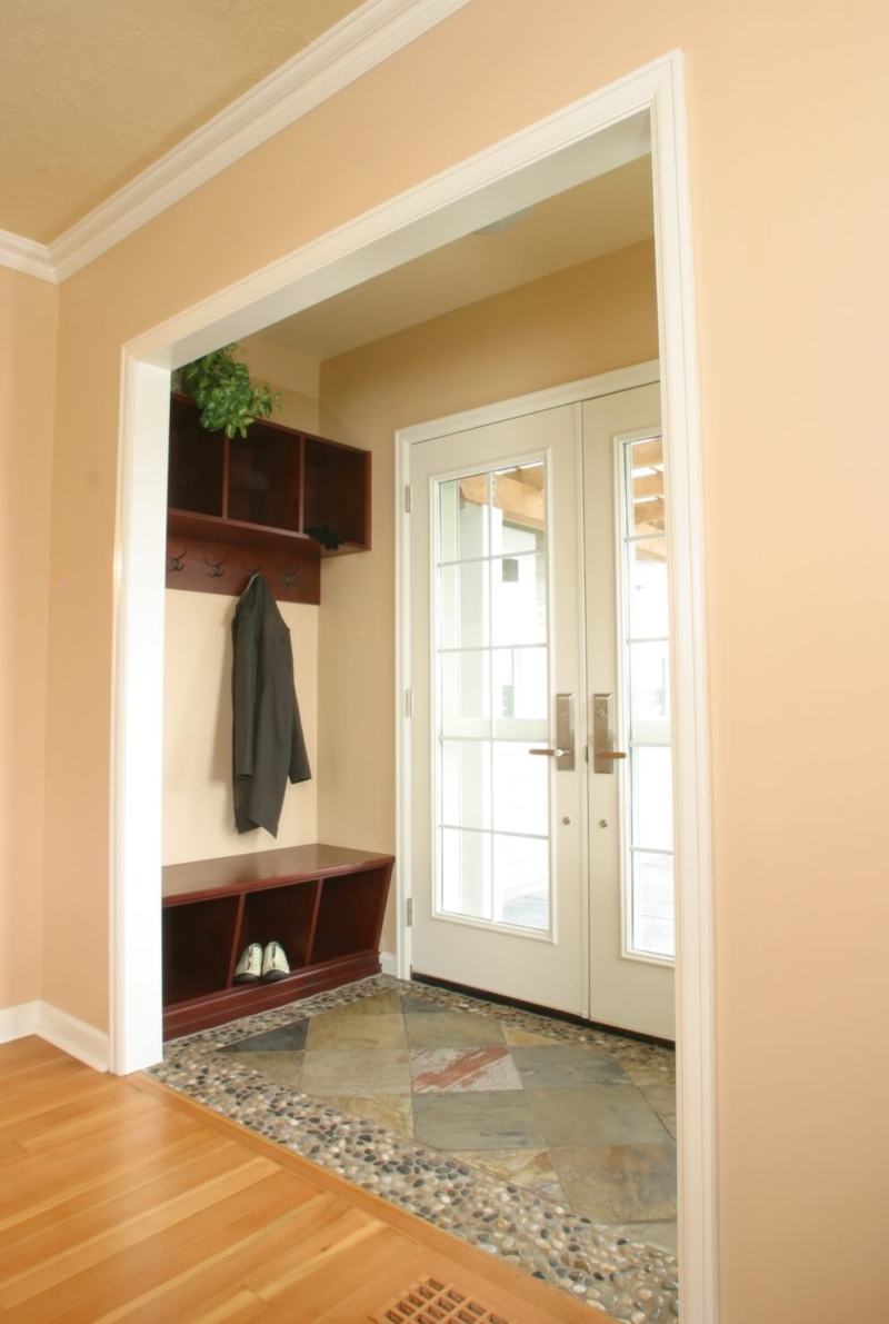 We designed a back entry addition with plenty of built-in storage to reduce clutter