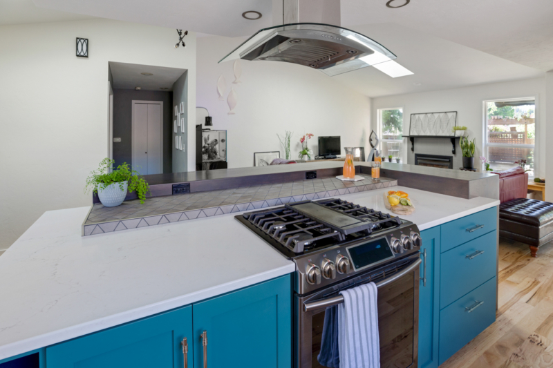 white counter below bar height island