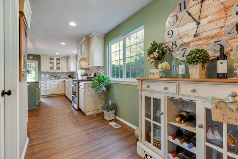 Shows where the kitchen was located previously and what is there now