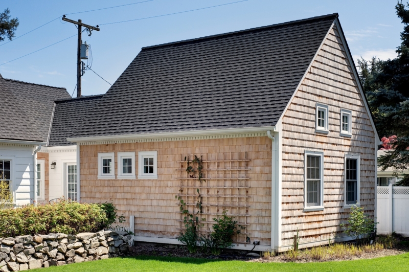 Cape Cod addition by Powell Construction Alaskan cedar siding is left unpainted in true Cape Cod style. It will turn to a weathered grey.