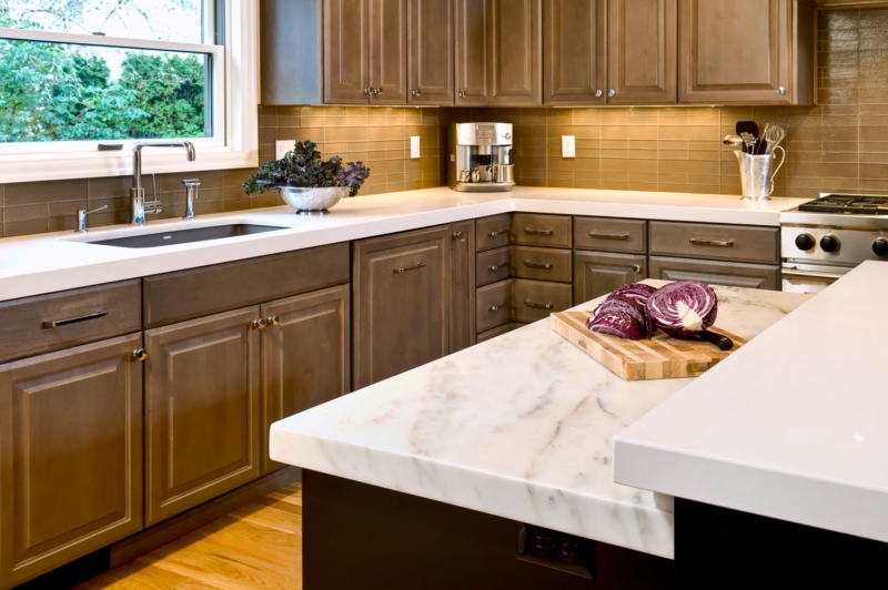 Distinct work stations for multiple cooks include this marble counter for pastry. Distinct work stations for multiple cooks include this marble counter for pastry.