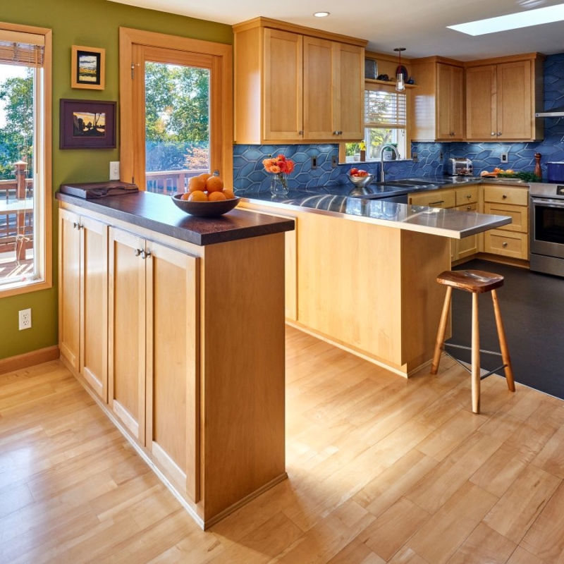 Fresh kitchen remodel with maple cabinet perimeter Kitchen design with custom maple cabinets