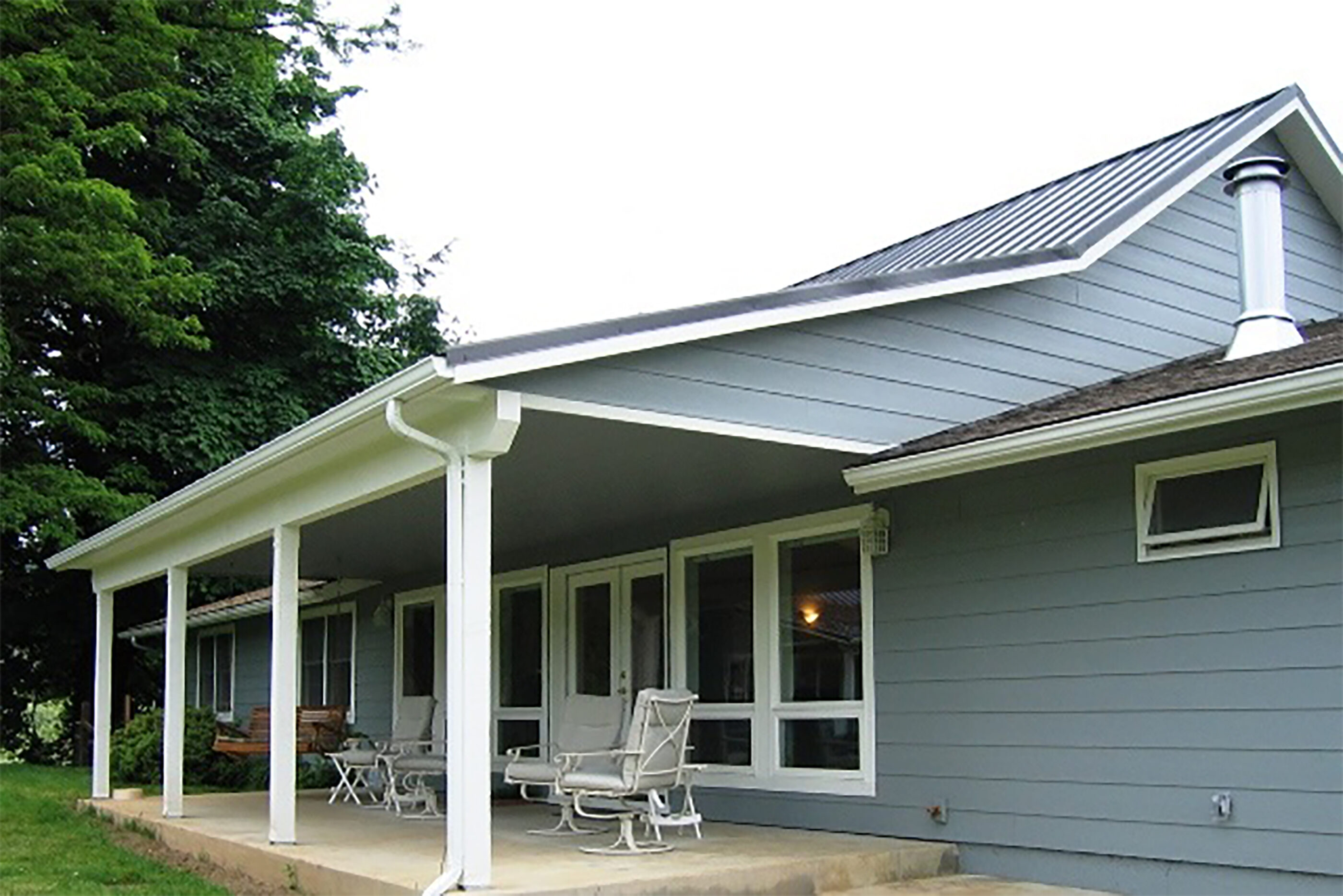 A new porch cover was built over a patio.