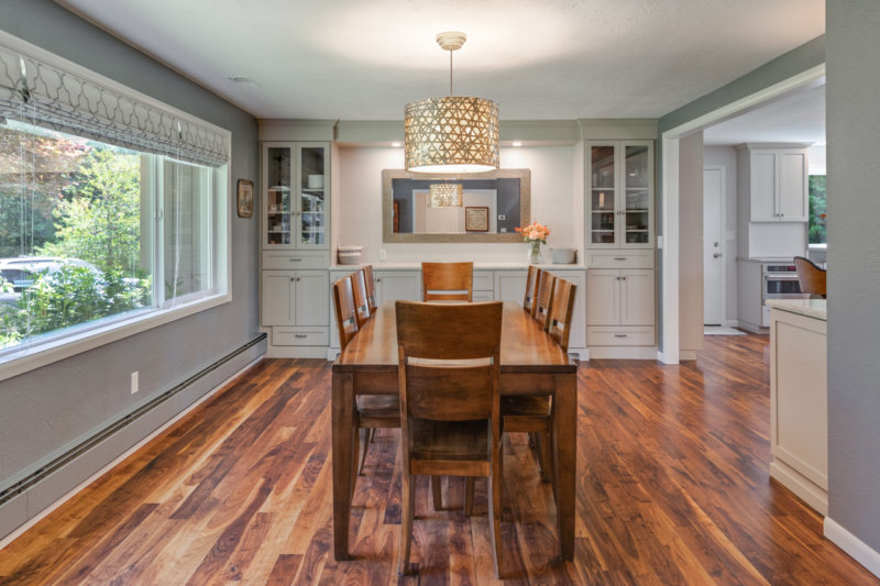 Spacious dining room with built-in hutch. Finishes coordinate well with the kitchen selections. Spacious dining room with built-in hutch. Finishes coordinate well with the kitchen selections.