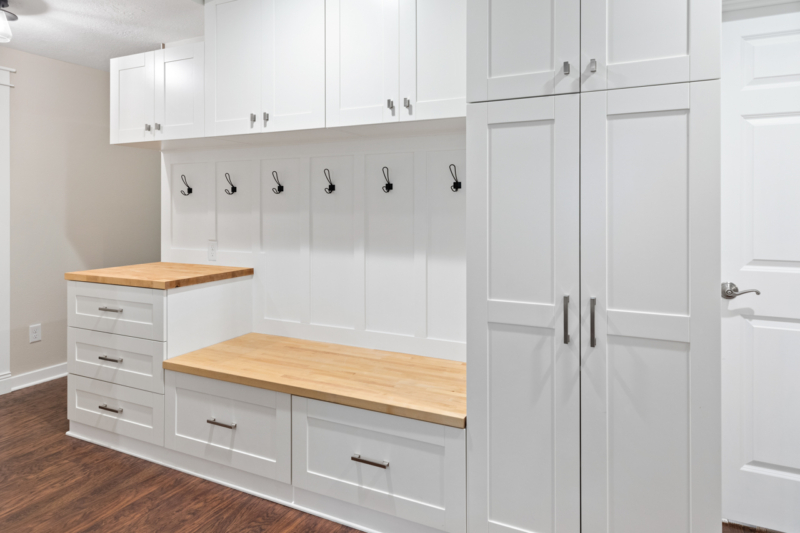 Built-in cabinetry in theater room