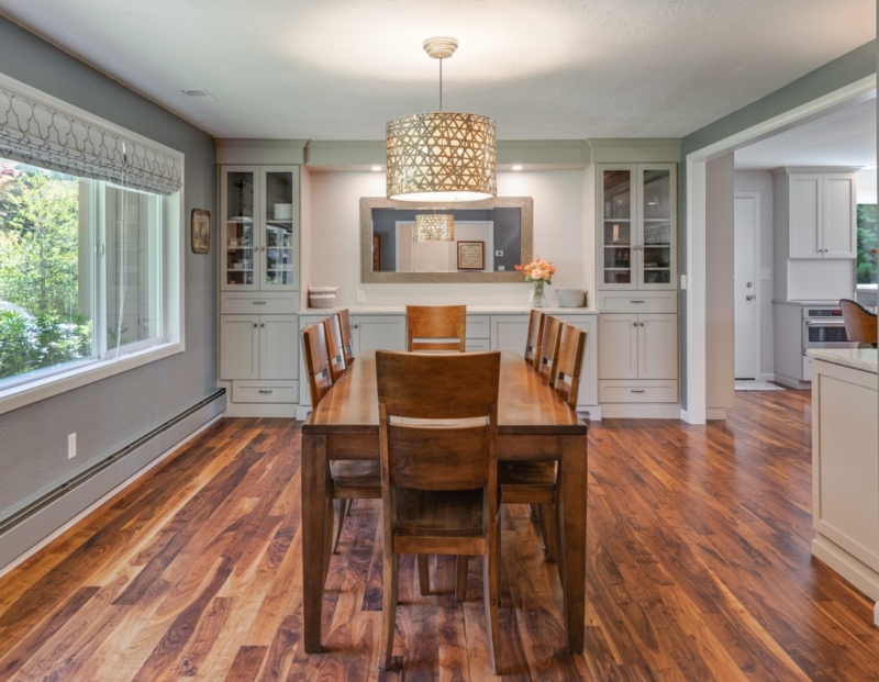 Spacious dining room with built-in hutch. Finishes coordinate well with the kitchen selections. Spacious dining room with built-in hutch. Finishes coordinate well with the kitchen selections.