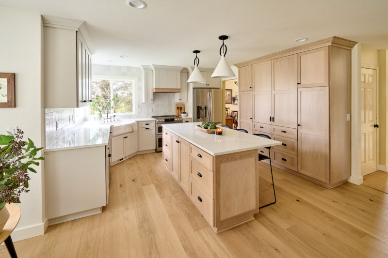 classic-kitchen-design-Powell Construction- Corvallis, OR Large center island is great for hosting. Kitchen remodel by Powell Construction