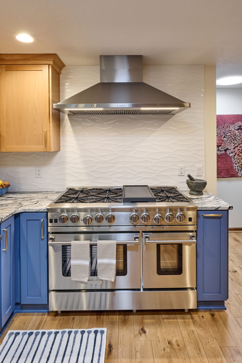 Double oven-range hood-Corvallis OR-Powell Construction This contemporary kitchen remodel by Powell Construction of Corvallis hosts a double oven
