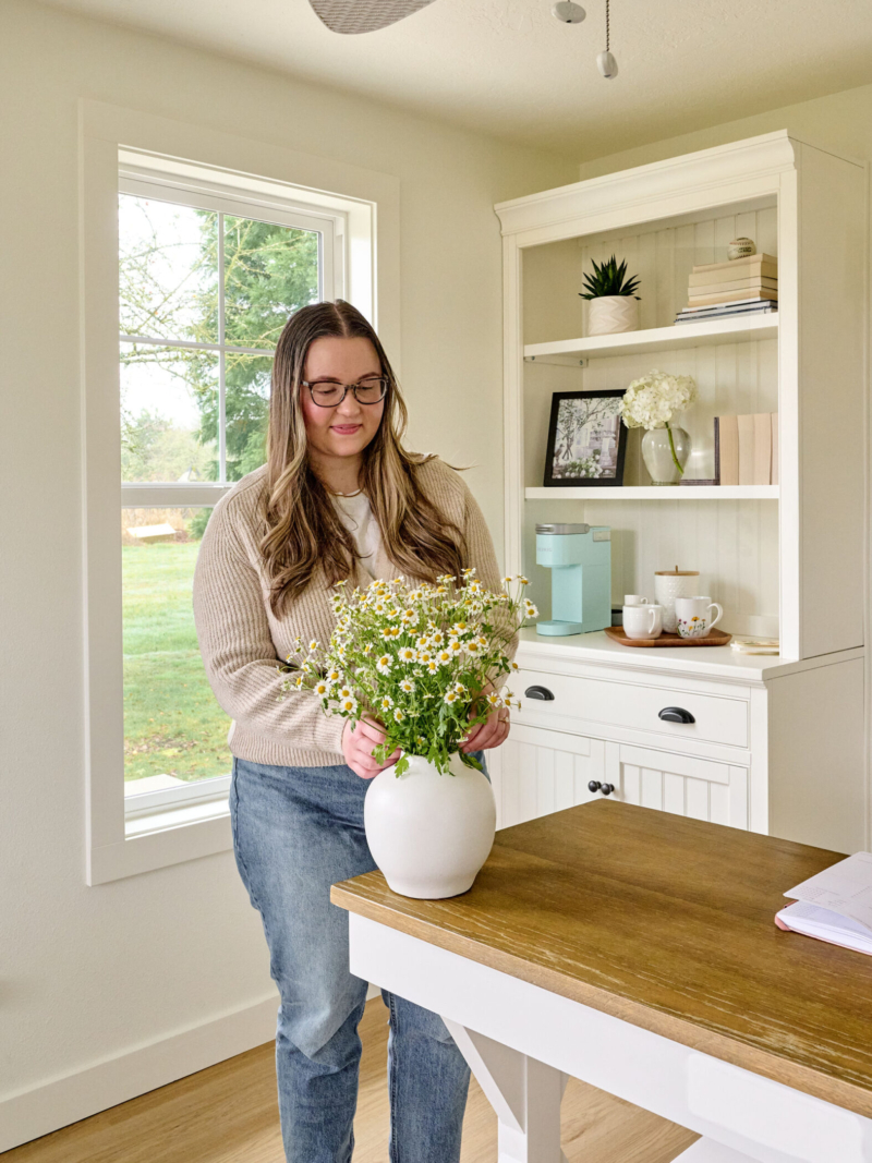 Our designer for this projects adding a lovely touch to this space. Our designer staging for the remodel photos for Powell Construction of Corvallis