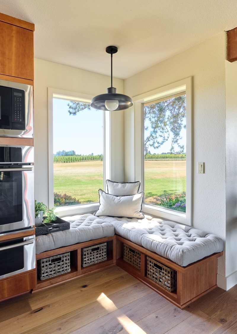 Corner window seat Custom corner nook with storage