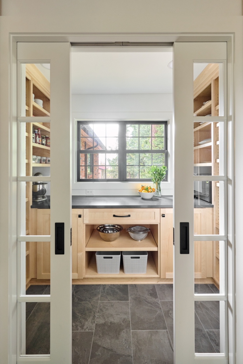 Pocket doors to bright, spacious walk-in pantry