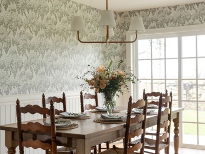 Dining Room with Gridded Sliding Door in Kitchen Remodel by Powell Construction of Corvallis, OR