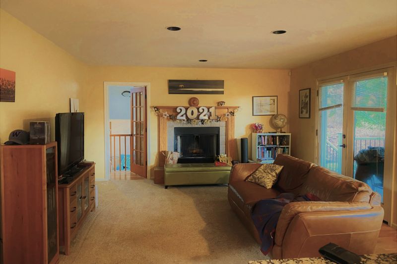 Family Room prior to remodel looked a bit dated and was not arranged ideally for the homeowners' needs.