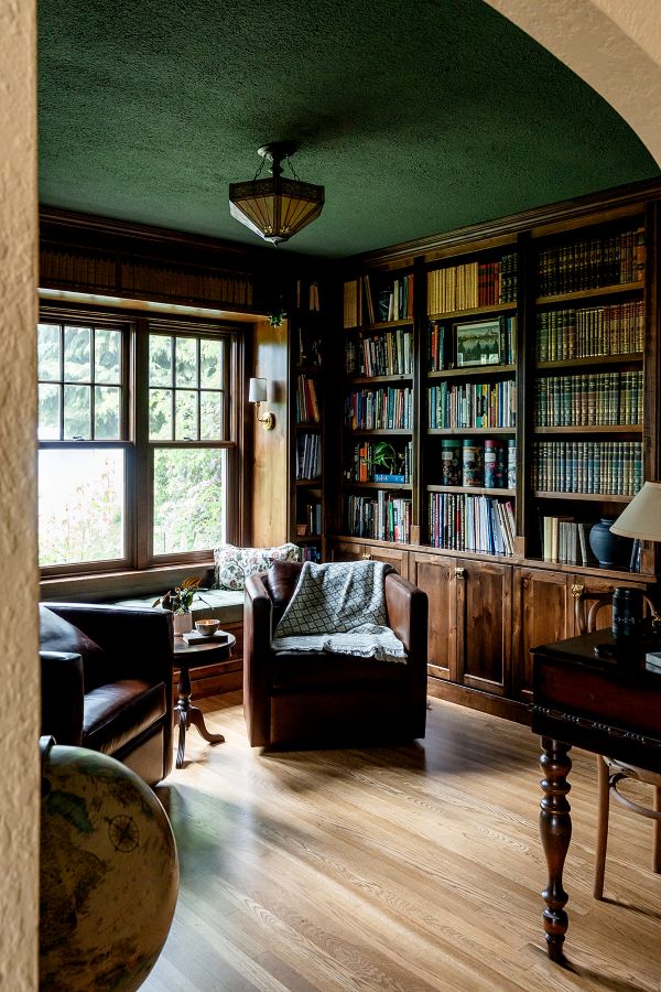 View from living room into English Cottage style study.