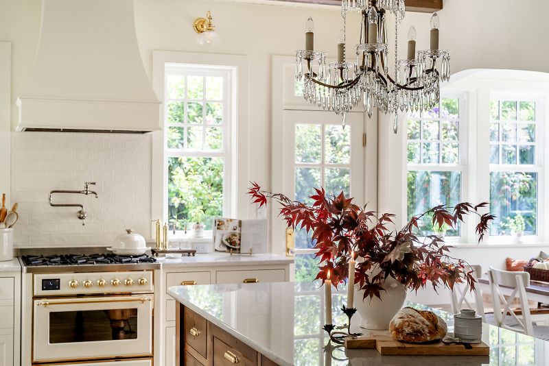 View from sink toward the light-filled breakfast nook.