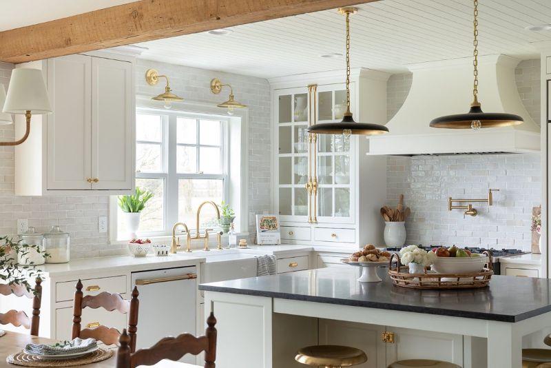 White farmhouse kitchen remodel by Powell Construction.