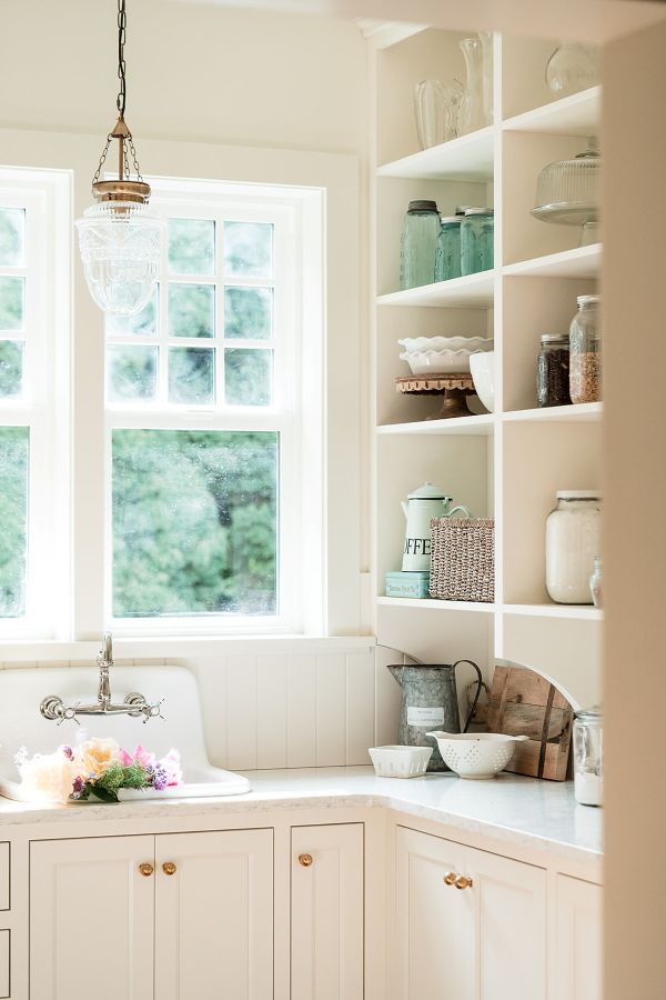 Garden-window Window over farmstyle sink overlooks the garden.