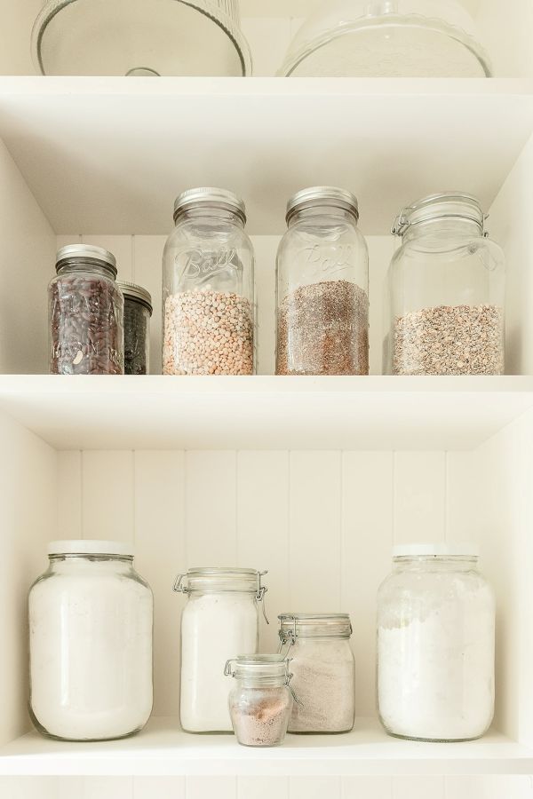 Pantry-shelving White open shelving for canisters and jars