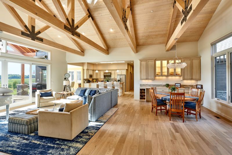 This gorgeous dining room has an integrated hutch.
