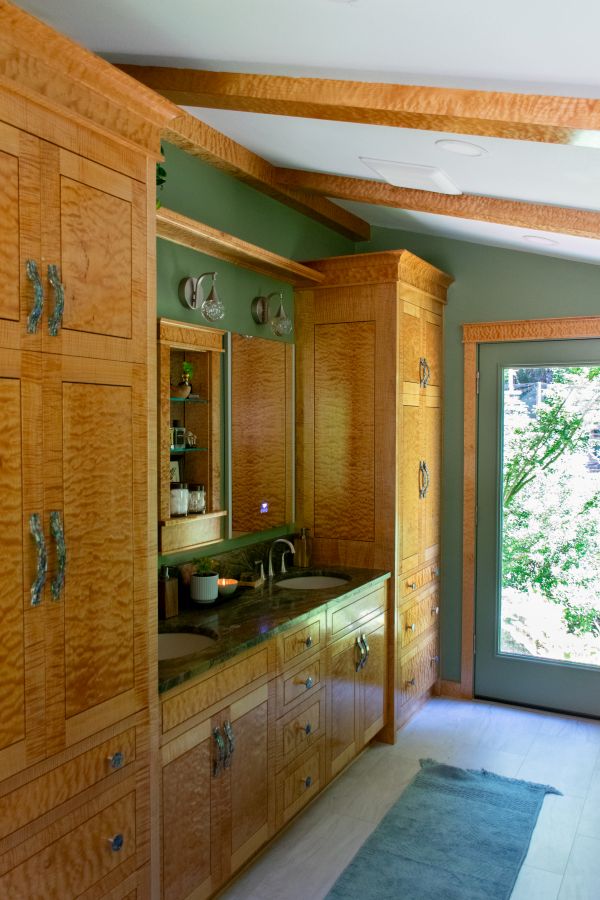 Full view of custom maple vanity.