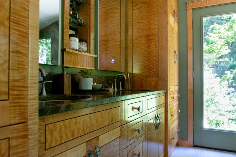 Vanity photo toward exterior door.