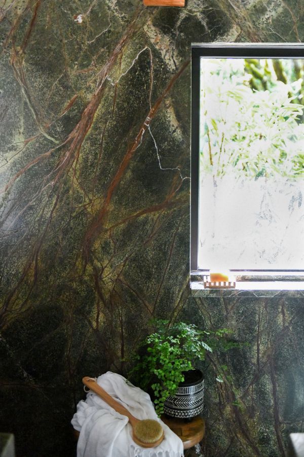 Upclose detail shot of rainforest marble wall.