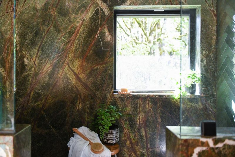 Entrance to rainforest shower.