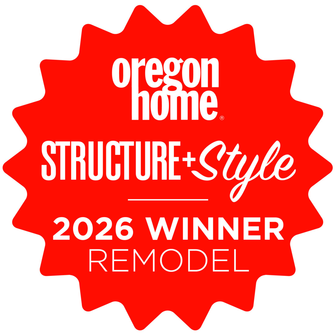 Oregon Home magazine's Style & Structure 2026 award for bathroom remodel.